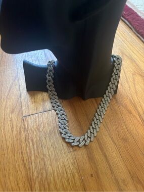 Men's Silver Cuban Link Chain Necklace - Sparkling Statement stainless steel